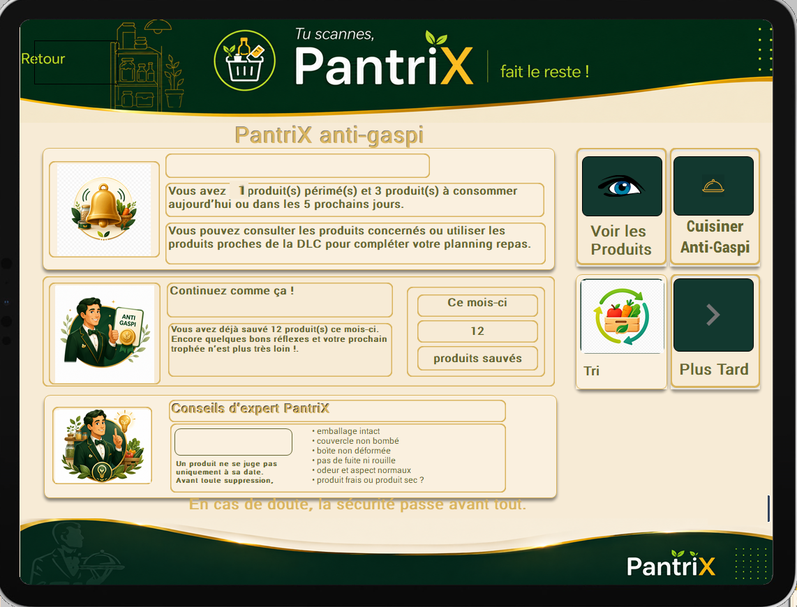 Capture PantriX : produits à consommer prochainement